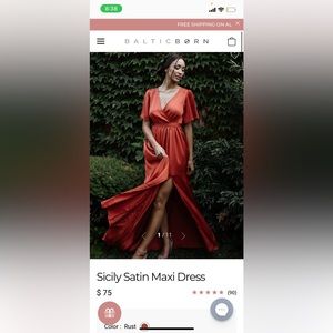 Never worn Baltic born maxi bridesmaid dress in Rust size small.